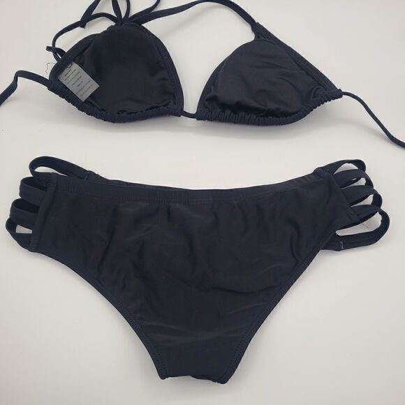 Black Adjustable String Tie Bikini - Picture 4 of 7